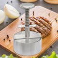 Miniatyrbillede 2 af 8: Justerbar Burgerpresse Hamburger Bøf Maker med Fjederknap, Rustfrit Stål Non-Stick Fyldt Hamburgerpresse Maker 8cm