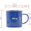 Miniatyrbilde 7 av 7: Emaljekopp, utendørskopp, campingkopp, kaffekopp, metallkopp, klassisk formskjønn design, blå med hvite prikker 300ml