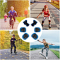 Miniatyrbild 7 av 7: Skate-skydd för barn 6 st Justerbara knäskydd armbågsskydd handledsskydd skyddsutrustning set för cykling rullskridskoåkning sparkcykel Blue
