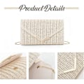 Miniatyrbillede 3 af 5: Stråtaske Clutch Raffia Rattan Sommertaske Vævede Strandtasker til Kvinder Bryllup Ferie Rejse Party 2024 (FMY) Beige