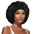 Extra Stor Satin Bonnet Hårmössa, Huvudomkrets 58 cm Siden Bonnet för Sovning, Jumbo Siden Sovhatt för Kvinnor Flätor,A