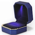 Miniatyrbillede 3 af 3: Luksus Ringæske, Firkantet Fløjl Bryllupsring Etui Smykke Gaveæske Med LED Lys Til Frieri Forlovelse Bryllup Blue