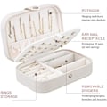 Miniatyrbillede 3 af 6: Smykkeskrin Lille Smykkeorganiser Rejsesmykkeetui Opbevaring til Kvinder Piger, Premium Kunstlæder Dobbelt Lag Smykkeskrin Organiser White