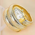 Miniatyrbild 2 av 4: Dam Snake Armbandsur Serpentin Bling Diamant Quartz Klockor Gold