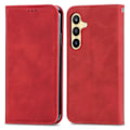 Miniatyrbild 2 av 4: Retro Magnetiskt Läder Skal med Hudkänsla Red For Samsung Galaxy S24+ 5G