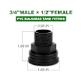 Miniatyrbillede 3 af 5: PVC Bulkhead Fitting Dobbelt Gevindet Bulkhead Vandtank Stik til Regnfade Akvarier Vand