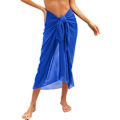 Miniatyrbilde 1 av 6: Strandskjørt for kvinner, strandkjole i chiffon, sarong, bikini-cover-up for badetøy, langt skjerf, halv strandpareo for sommeren Navy Blue