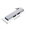 Miniatyrbild 3 av 5: 90 Graders USB Typ C Hub Dockningsstation 4 Portars Dataöverföring Expander, Snabb USB3.0 för PC Laptop Grå Gray