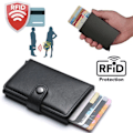 Miniatyrbillede 1 af 5: Svart-RFID NFC Beskyttelse Pung Kortholder 5 stk Kort (Ægte Læder) Sort