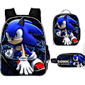 Pikkukuva 1 / 5: Sonic Ala-asteen Koululaukku Kolmiosainen Setti Anime Sarjakuva Reppu Olkalaukku Penaali korkealaatuinen W Shoulder bag