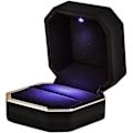 Miniatyrbillede 1 af 2: Ringæske med LED Lys Firkantet Sort Smykke Display Gaveæske Til Frieri Forlovelse Bryllup null none