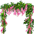Miniatyrbillede 1 af 4: 2 stk. Kunstig Wisteria Vinstok Garland Planter Blomster Kunst til Ceremoni Hjem Bryllupsdekoration Rose Red