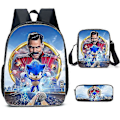 Pikkukuva 1 / 5: Sonic Ala-asteen Koululaukku Kolmiosainen Setti Anime Sarjakuva Reppu Olkalaukku Penaali korkealaatuinen N Shoulder bag