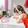 Miniatyrbilde 6 av 7: Penneveske Jenter, Kawaii Penneveske med 3 Rom, Søt Skrivesaker Organizer Penn Bag for Skolebarn Sponge pink