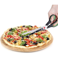 Miniatyrbillede 5 af 5: Køkken-pizzasaks med skarpe blade, pizzaskærer med pizzaspade i rustfrit stål, pizzasaks / pizzaknife - Grøn