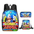 Pikkukuva 1 / 5: Sonic Ala-asteen Koululaukku Kolmiosainen Setti Anime Sarjakuva Reppu Olkalaukku Penaali korkealaatuinen V backpack