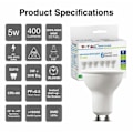Pikkukuva 5 / 5: Paketti 6 kpl GU10 LED-lamppua 5 W, lämmin valkoinen 4000 K, korkea kirkkaus