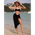 Miniatyrbilde 3 av 6: Strandskjørt for kvinner, strandkjole i chiffon, sarong, bikini-cover-up for badetøy, langt skjerf, halv strandpareo for sommeren Black