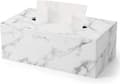 Servettbox PU Läder Rektangulär Servetthållare för Hem eller Kontor Marble White