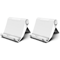 Miniatyrbilde 1 av 5: 2-pakning Mobiltelefonholder Stativ for Skrivebord Vugge Dokk Justerbar Kompatibel med iPhone 16 15 14 13 12 11 Pro Max Xs XR X Plus Mini 8, Galaxy White