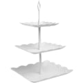 Miniatyrbillede 1 af 7: 3-lags Kageopsats, Hvide Eftermiddagste Stands, Firkantede Cupcake Frugt Dessert Party Serveringsfade Stands Genanvendelige