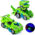 Miniatyrbillede 1 af 6: Elektrisk Automatisk Dinosaur Transformerende Bil med Blinkende Lys og Lyd til 3-7 Årige Drenge Piger Pædagogisk Legetøj Fødselsdags Julegaver til Børn Green