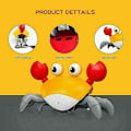 Miniatyrbillede 3 af 4: Elektrisk Kravlelegetøj + Musik LED Lys USB Genopladelig - Yellow Crab