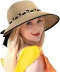 Dame Solhat med Bred Skygge UPF 50+ UV Beskyttelse Sammenfoldelig Strandhat Sommer Roll-Up Kasket Khaki