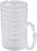 Duschdraperiringar - 12-pack - Duschdraperikrokar i plast O-formade ringar glider lätt på badrumsduschstången (klar)