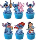24 stk. Stitch kagepynt Cupcake-pynt kagepynt, Stitch fødselsdagsfestpynt[J]