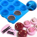 Miniatyrbillede 4 af 5: 3 stk. Oreo Cookie Chokolade Silikoneforme, 12-hullers runde cylinderformede Oreo Chokoladeovertræksforme til slik, Silikone bageforme til