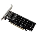 PCIE 4.0 Dual-Disk PCIeX16 till M.2 M-Key NVME SSD Expansionskort, Stöder 4 NVMe M.2 M Key 2280 SSD[J] Black