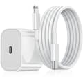 iPhone 20W USB-C-lightning hurtigladeradapter med 2m kabel 1-pakning hurtigladekontakt for iPhone-enheter NT-serien Hvit 1-pakning iPhone 1-Pack