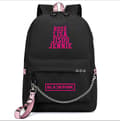 Sort Pink Rygsæk med USB-opladning, Skoletaske til Studerende J