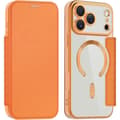 Plånboksfodral för iPhone 17 Pro Max - Flip PU-läder med RFID-blockering, magnetisk baksida, orange