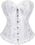 Korsetttoppar för kvinnor, Bustier Shapewear Underkläder, Spets Midja Push Up Bodysuit White M