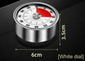 60 minuters larm Hög väckarklocka Matlagningstimer Magnetisk klocka Visuell timer i rostfritt stål Kök Rund mekanisk timer white