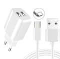 2xUSB snabbladdande väggadapter + USB-C-kabel, Samsung, Android Vit