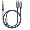 Flätad Nylon USB C & Lightning till 3.5mm Jack Ljudadapter Aux-kabel