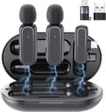 2026 Senaste modellen 2-pack trådlös myggmikrofon för iPhone iPad Android PC med laddningsfodral, brusreducerande clip-on myggmikrofon