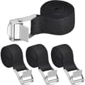 Set med 4 svarta spännband, 100 x 2,5 cm, med spänne.