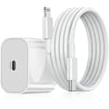 FOR iPhone Samsung hurtiglader USB-C strømadapter 20W + 2m kabel 1-Pack iPhone