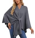 Elegant Enkel Solid Mjuk Kappa Kavaj Topp för Kvinnor, Mörkgrå dark grey