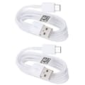 2 - pakning FOR Samsung 1,2 M ekstra lang USB-C ladekabel hvit