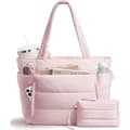 Stor Puffer Tote Bag for kvinner 15,6\" laptoplomme, 20L Pink
