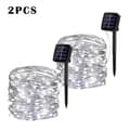 LED Solar Fairy String Lights - Fargerike, 8 Moduser, Utendørs Juledekor 2pcs white 100LED 13M