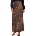 Satin Leopardmönstrade Kjolar Hög Midja Elastisk Midja Långa Kjolar, Brun, Storlek M brown M