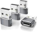 Miniatyrbillede 2 af 2: Elebase USB til USB C-adapter til iPhone 17 4-pak, USB-C hun til A han bilopladeradapter, Type C-konverter Apple 17e 16 Pro Max 15 14 Gray