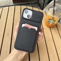 Miniatyrbillede 4 af 5: iPhone-etui med kortholder og pung - Skydbart kameradæksel, blød silikone, sort sort til iPhone 12Pro Max Black For iPhone 12Pro Max