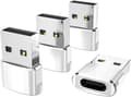Miniatyrbillede 1 af 2: Elebase USB til USB C-adapter til iPhone 17 4-pak, USB-C hun til A han bilopladeradapter, Type C-konverter Apple 17e 16 Pro Max 15 14 White